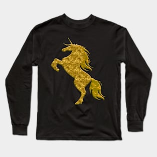 Gold Magical Rearing Unicorn Long Sleeve T-Shirt